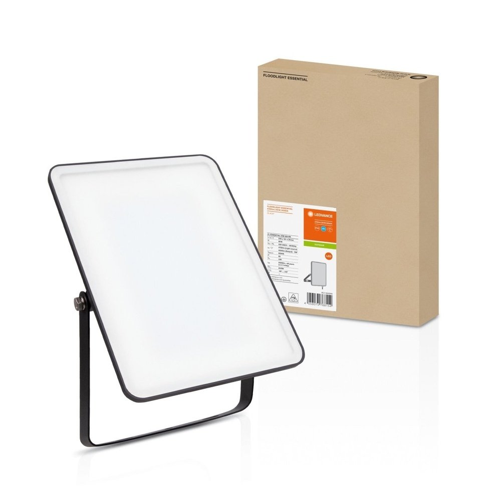 Černý venkovní LED reflektor ESSENTIAL 50 W, denní světlo