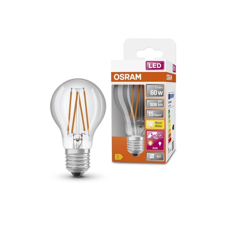 LED žárovka se senzorem E27 7,3 W DAY NIGHT CLASSIC A, teplá bílá