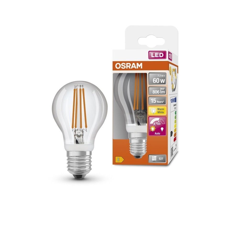 LED žárovka se senzorem pohybu E27 7,3 W STAR CLASSIC A, teplá bílá