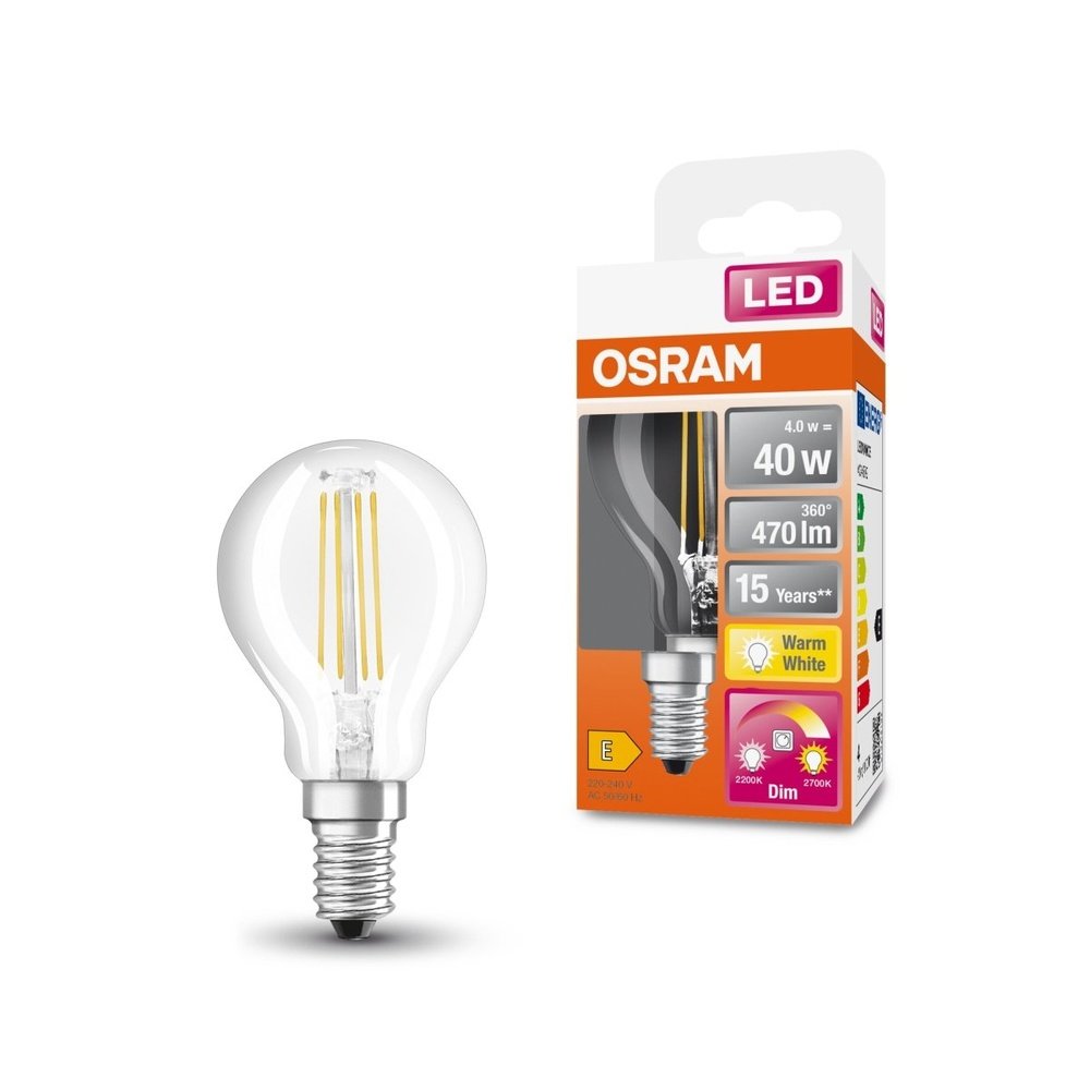 LED žárovka se stmívatelným efektem E14 4 W CLASSIC P, teplá bílá