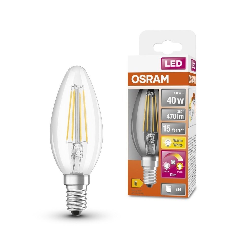 LED žárovka se stmívatelným efektem E14 4,5 W CLASSIC B, teplá bílá