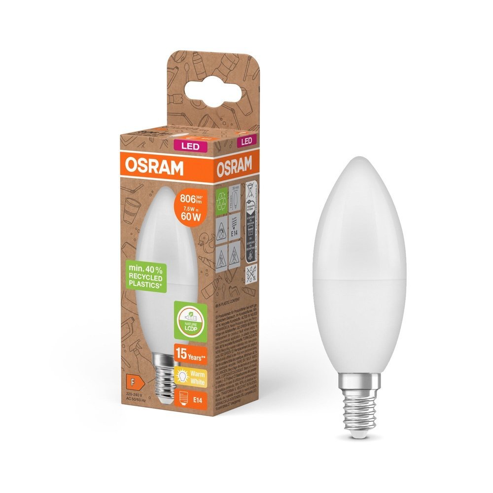 LED žárovka z recyklovaného plastu E14 STAR, teplá bílá