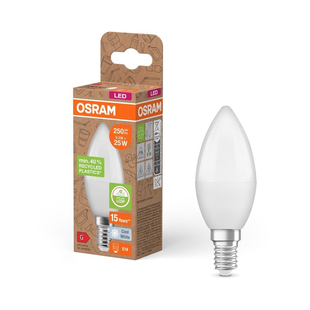 LED žárovka z recyklovaného plastu E14 STAR, studená bílá