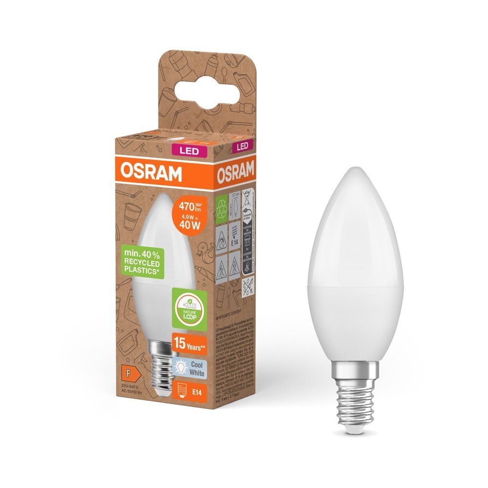 LED žárovka z recyklovaného plastu STAR 4.9 W, studená bílá