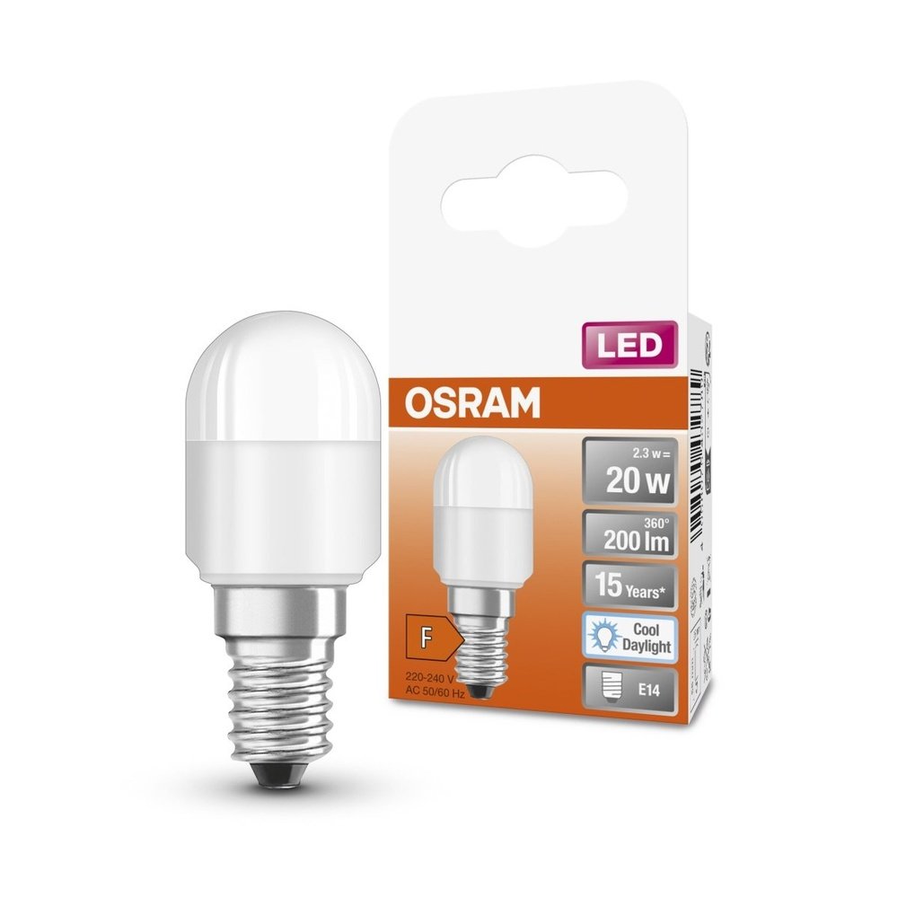 Malá LED speciální žárovka E14 2,3 W T26, studená denní bílá