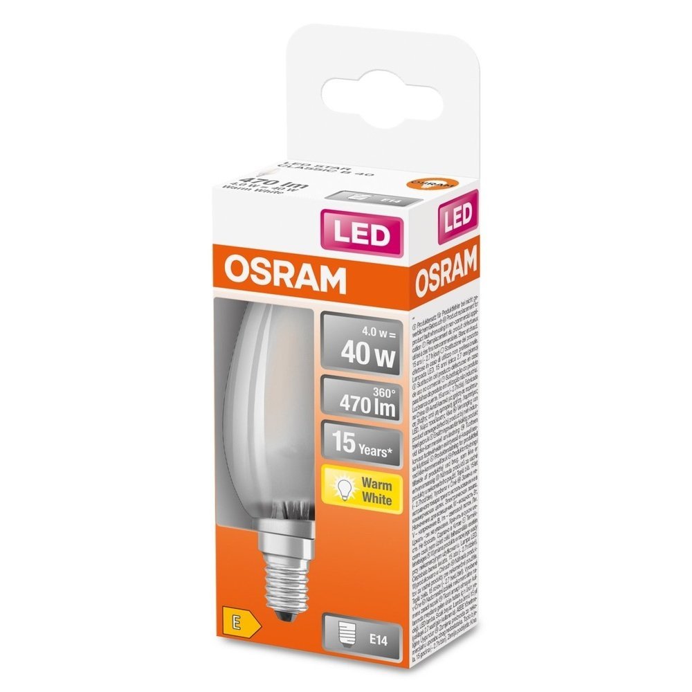 4058075436503 - Matná LED malá žárovka E14 4 W CLASSIC B, teplá bílá - Žárovka - LEDVANCE e-shop