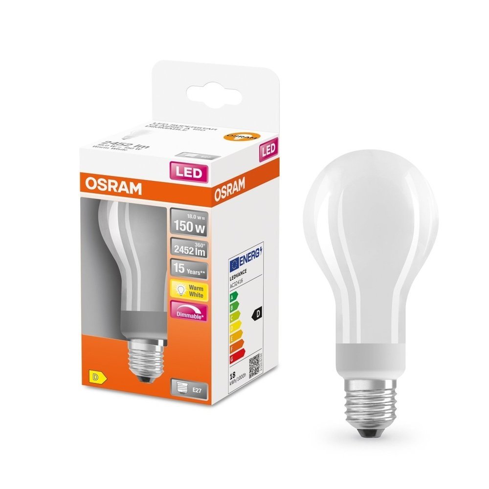 Matná LED stmívatelná žárovka E27 18 W SUPERSTAR, teplá bílá