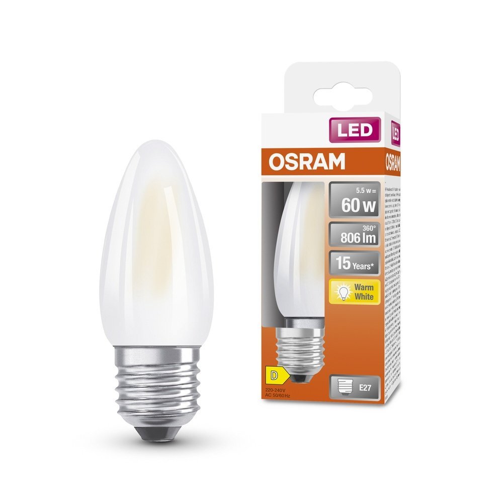 Matná LED žárovka E27 5,5 W STAR CLASSIC B, teplá bílá