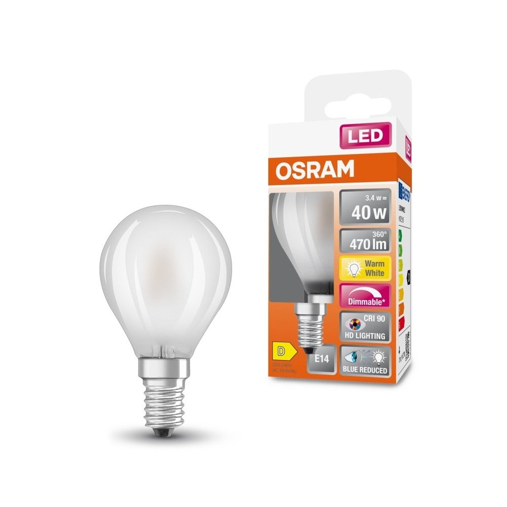 Matná LED žárovka s redukcí modrého světla E14 3,4 W CLAS P, teplá bílá