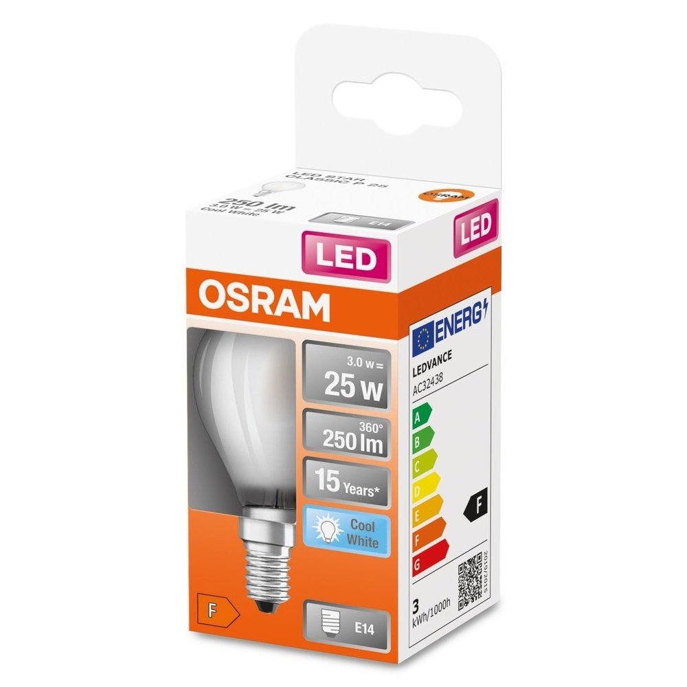 4058075436404 - Matná mini LED žárovka E14 2,5 W CLASSIC P, studená bílá - Žárovka - LEDVANCE e-shop