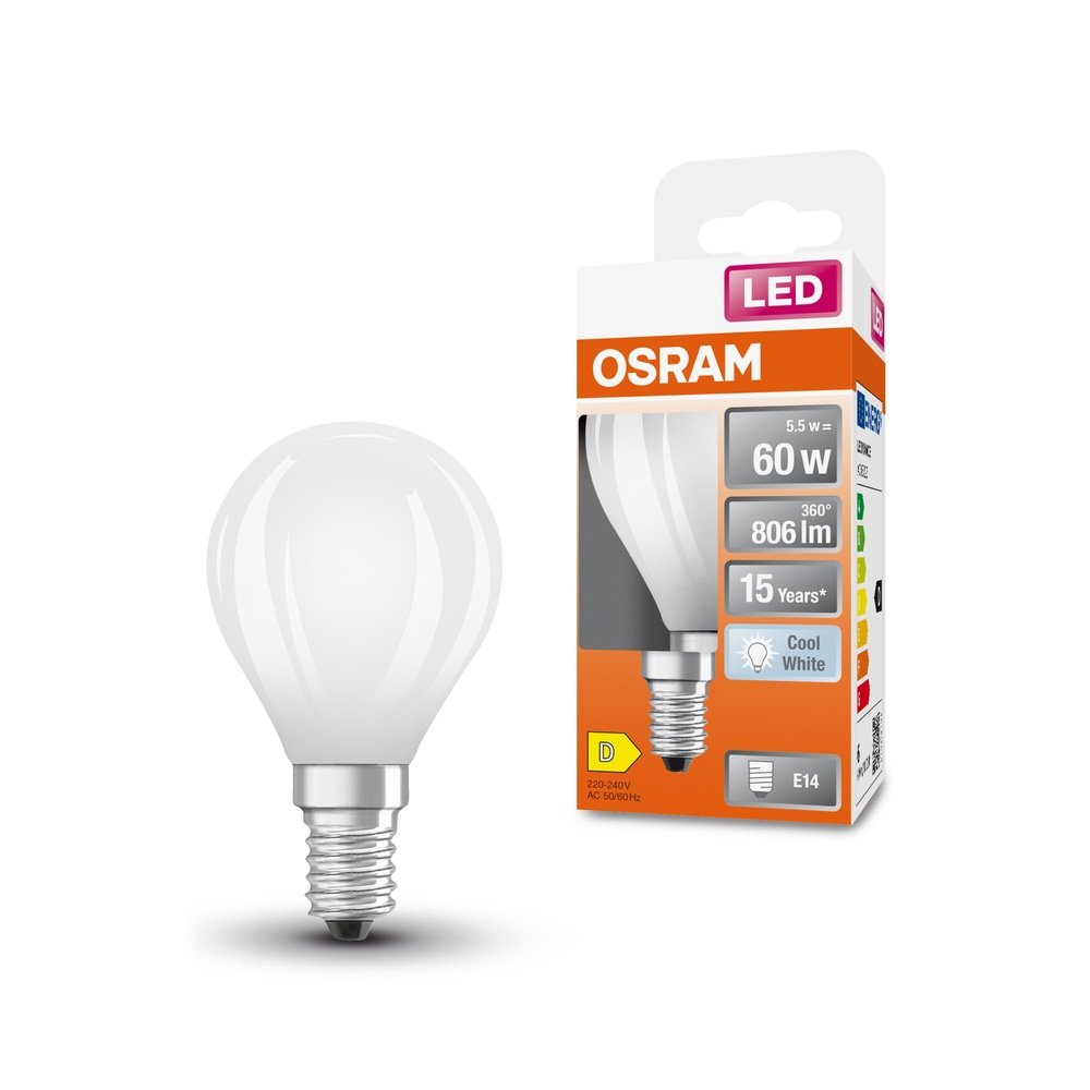 Matní LED žárovka E14 5.5 W STAR CLASSIC P, studená bílá