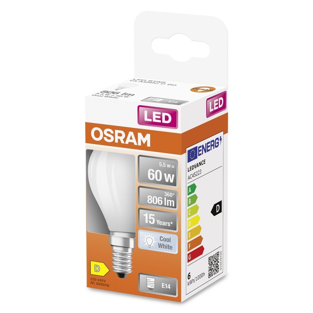 4099854116315 - Matní LED žárovka E14 5.5 W STAR CLASSIC P, studená bílá - Žárovka - LEDVANCE e-shop
