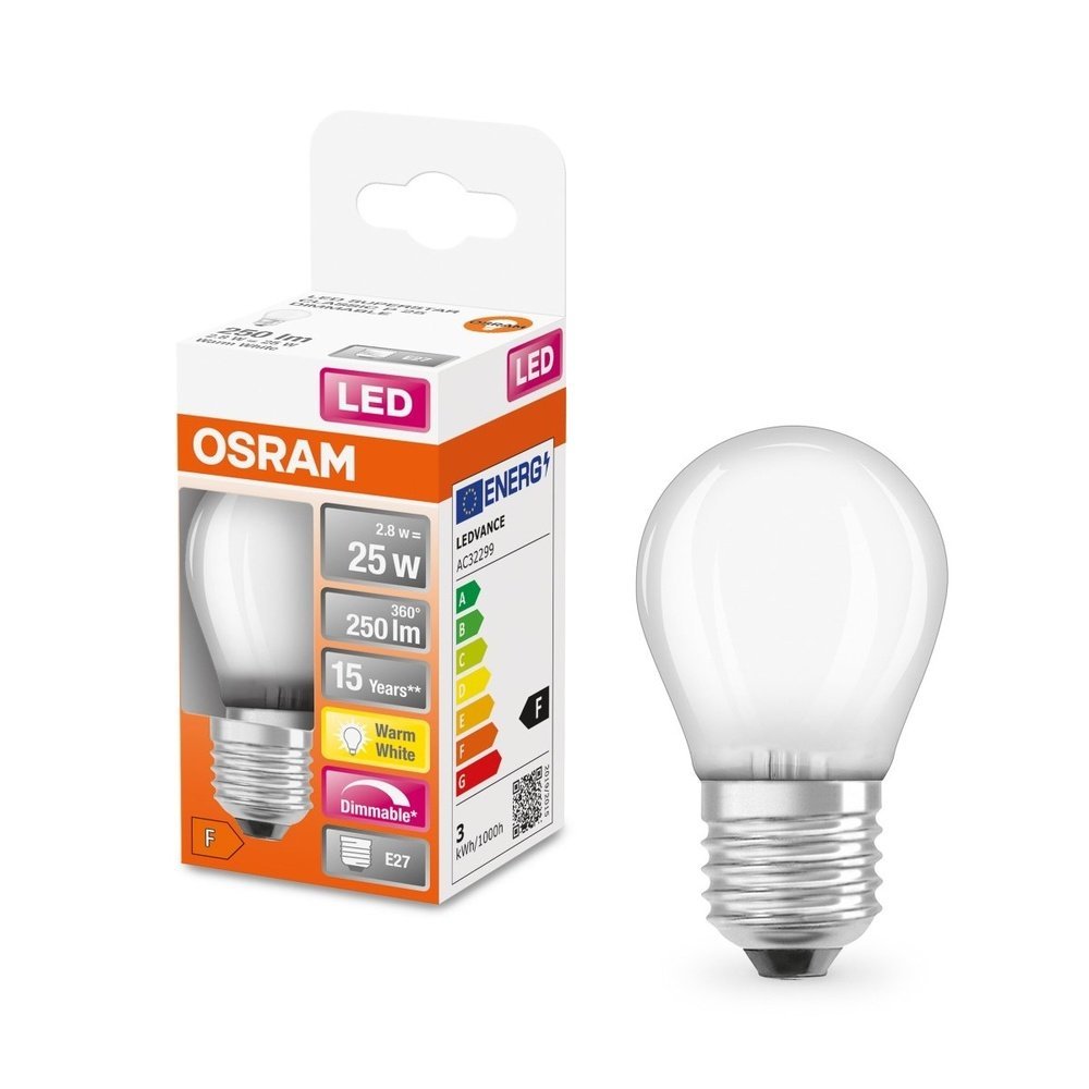 4058075436947 - Mini LED matná stmívatelná žárovka E27 2,8 W CLASSIC P, teplá bílá - Žárovka - LEDVANCE e-shop