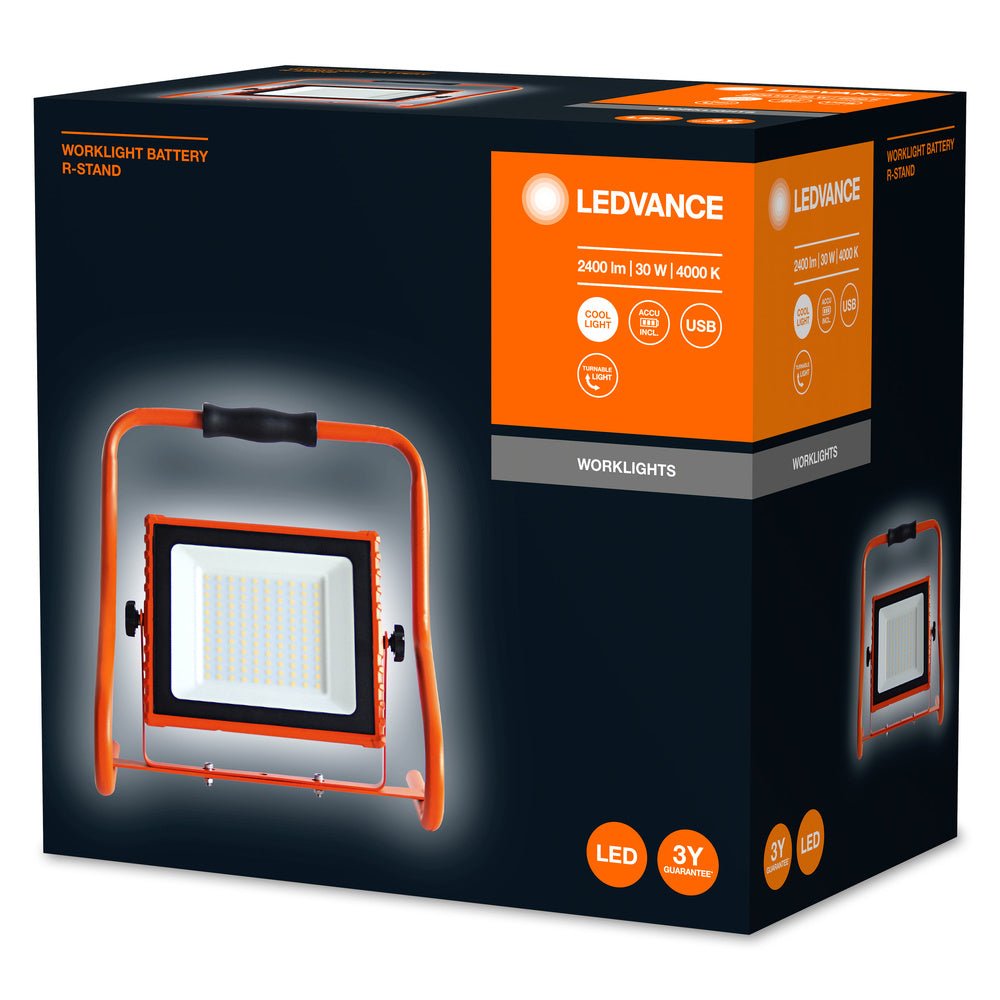 4058075576513 - Mobilní pracovní reflektor 30 W, dobíjecí, studená bílá - Pracovní svítidlo - LEDVANCE e-shop