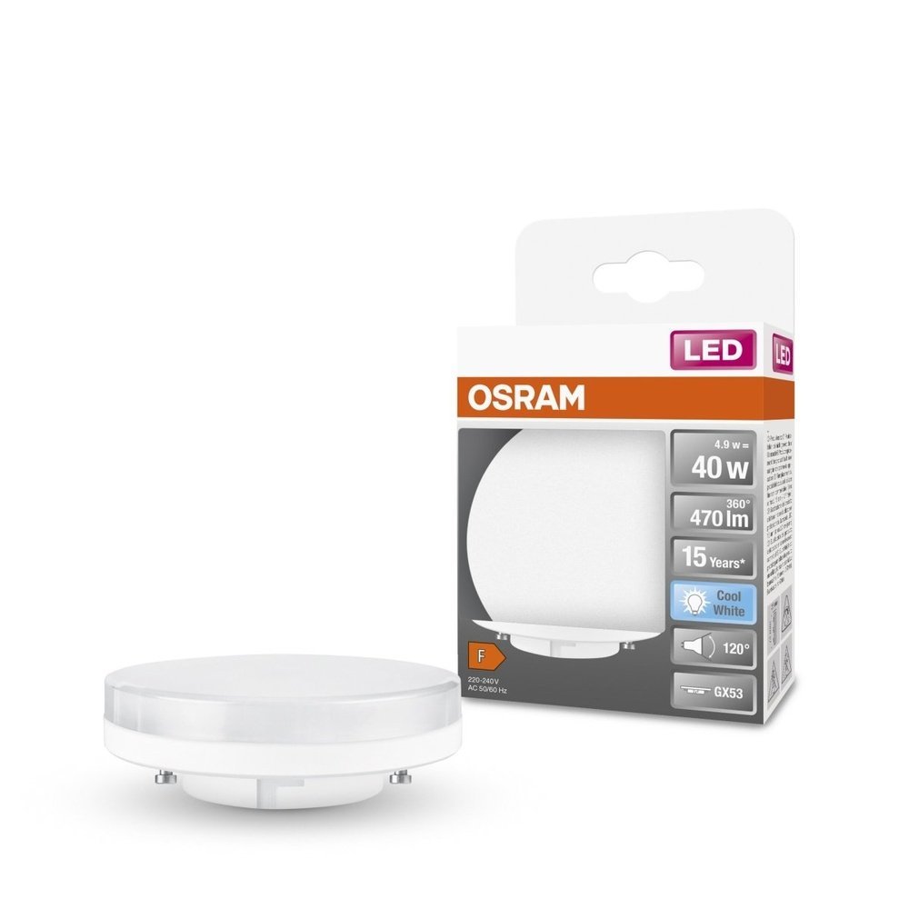 Plochá LED bodová žárovka GX53 4,9 W STAR, studená bílá