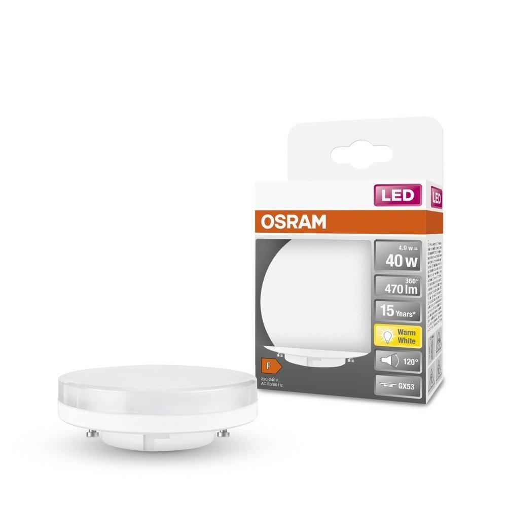 Plochá LED bodová žárovka GX53 4,9 W STAR, teplá bílá