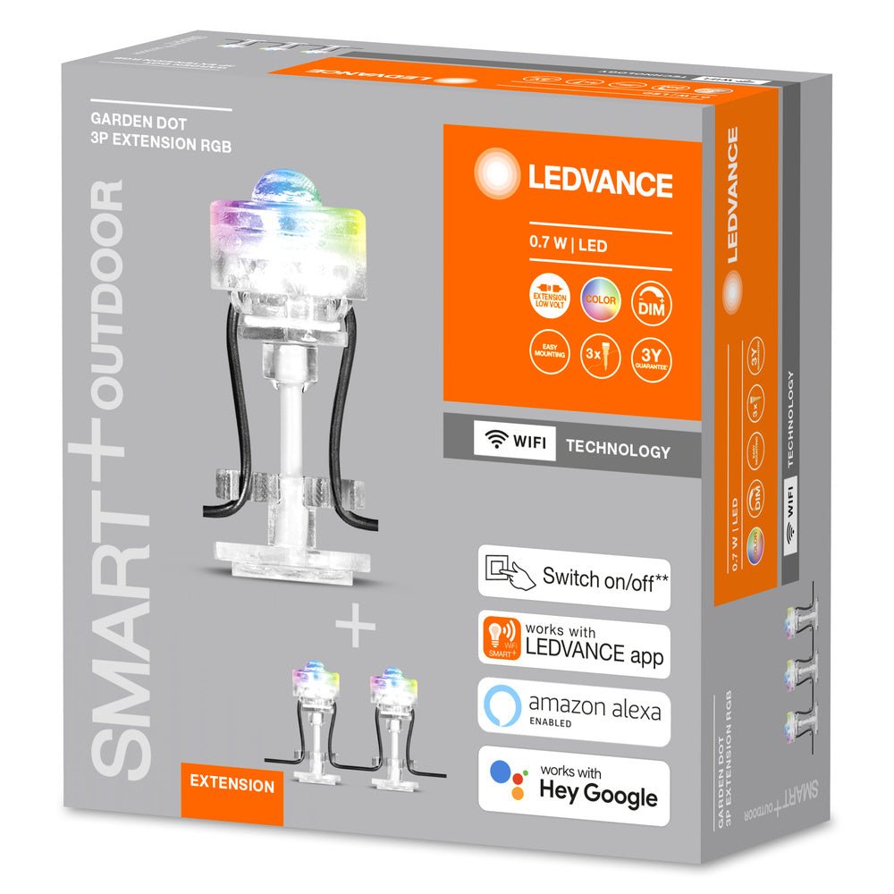 4058075478572 - Prodloužení 3ks: Chytré venkovní WiFi LED RGBW světlo DOT - Zahradní zapichovací svítidlo - LEDVANCE e-shop