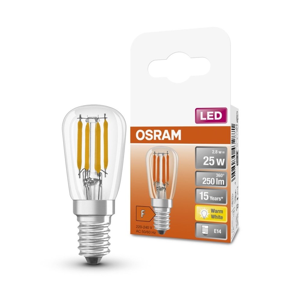 Průhledná LED malá žárovka E14 2,8 W SPECIAL T26, teplá bílá
