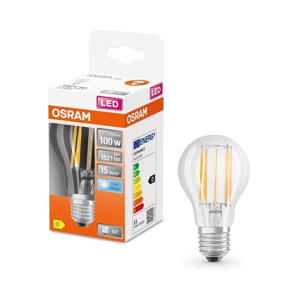 4058075439597 - Průhledná LED žárovka E27 11 W CLASSIC A, studená bílá - Žárovka - Czechia LEDVANCE e - shop