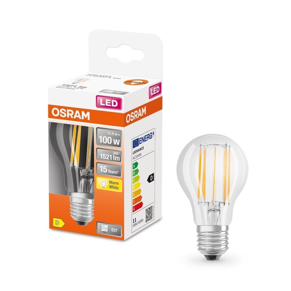 Průhledná LED žárovka E27 11 W STAR, teplá bílá