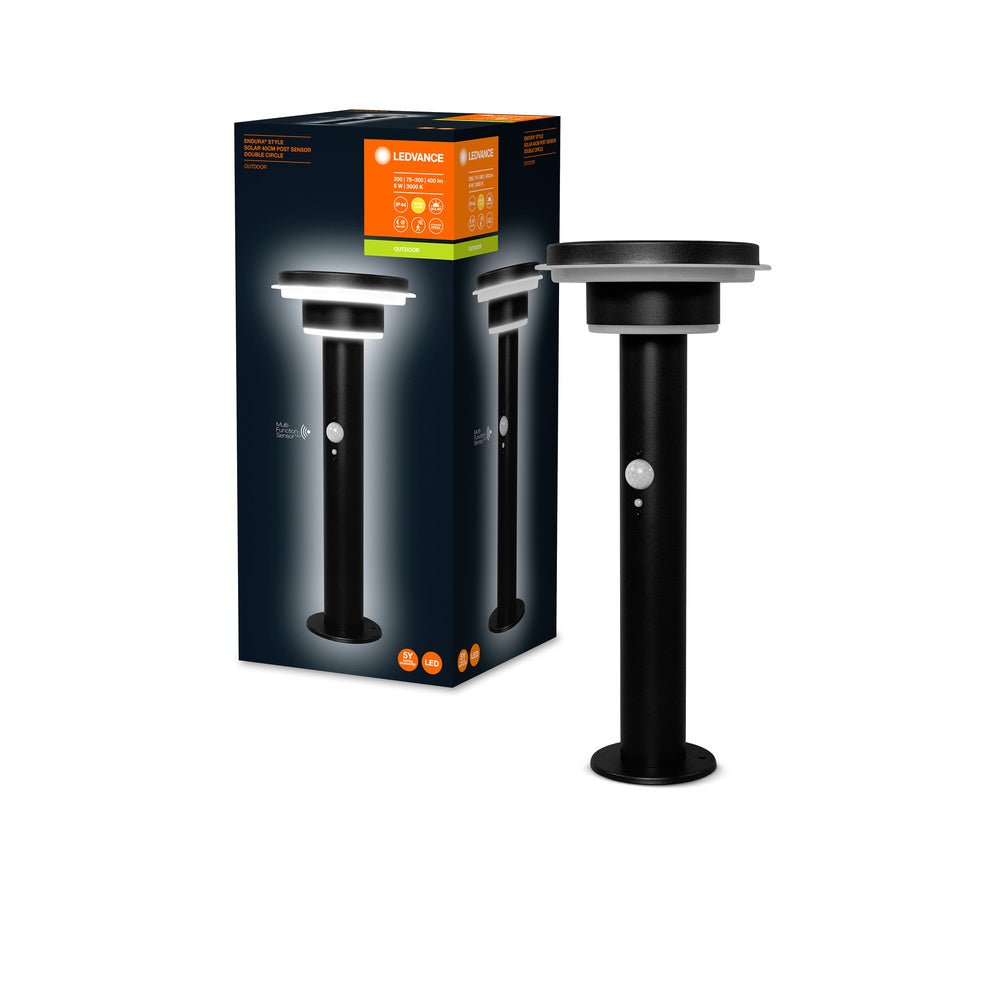 Solární LED sloupek SOLAR POST 40CM 6W, čidlo, černé