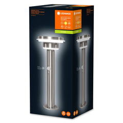 4058075392700 - Solární LED sloupek SOLAR POST 40CM 6W, čidlo, stříbrné - Sloupek - LEDVANCE e-shop