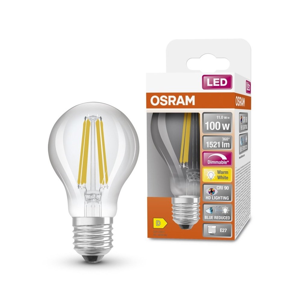 Stmívatelná LED průhledná žárovka E27 11 W SUPERSTAR, teplá bílá