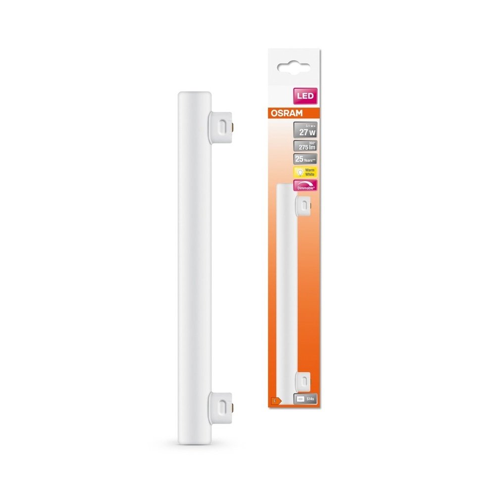 Stmívatelná LED trubicová žárovka S14s 3,1 W LEDinestra, teplá bílá 0,3 M