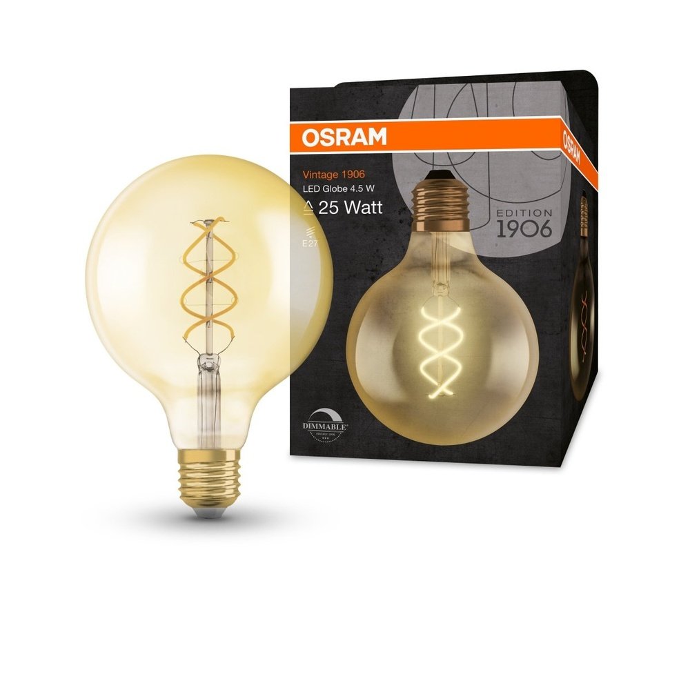 Stmívatelná LED žárovka E27 4 W GLOBE VINTAGE, teplá bílá