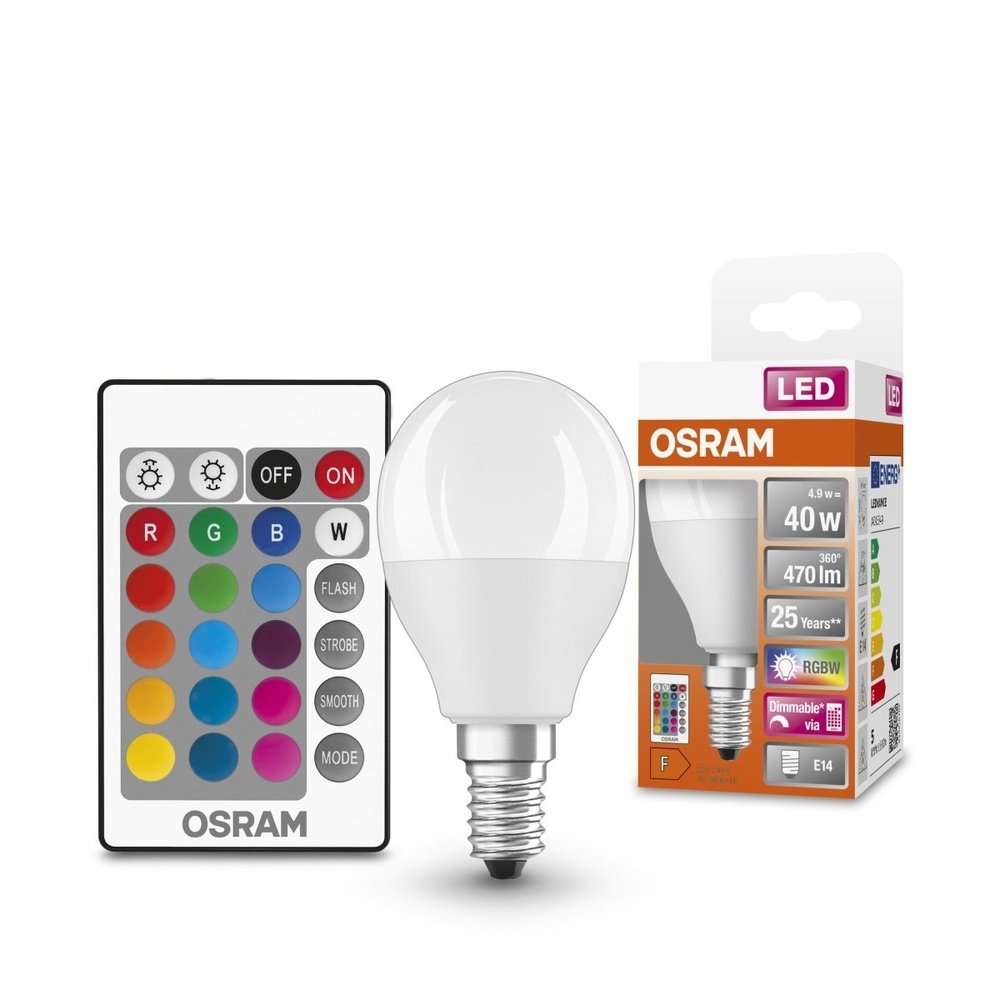 Stmívatelná LED žárovka s dálkovým ovládáním RGBW E14 4,9 W STAR