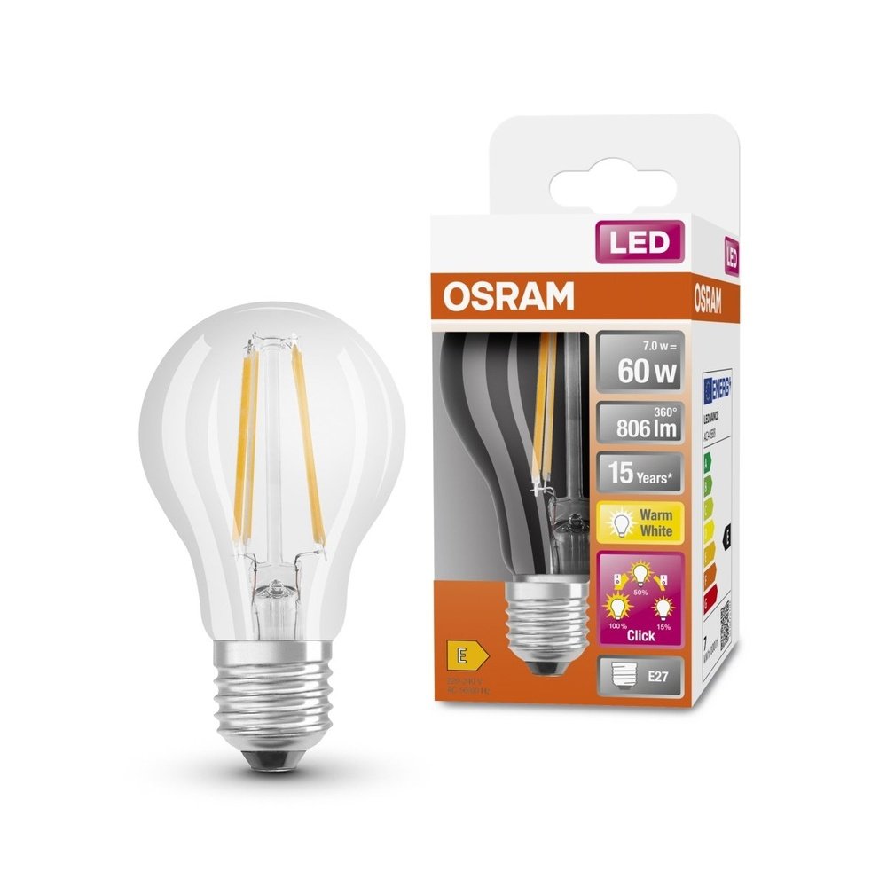 Stmívatelná LED žárovka se třemi stupni E27 6,5 W CLASSIC A, teplá bílá