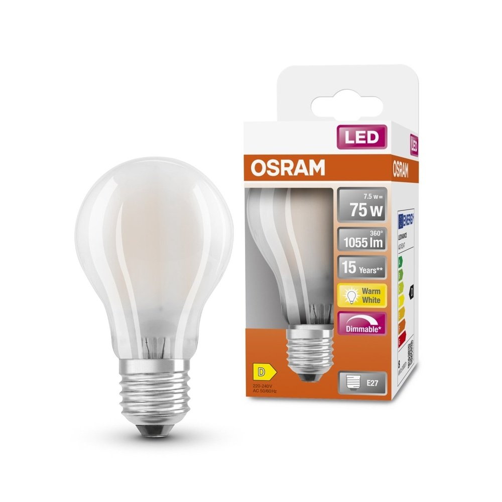Stmívatelná matná LED žárovka E27 7,5 W CLASSIC, teplá bílá