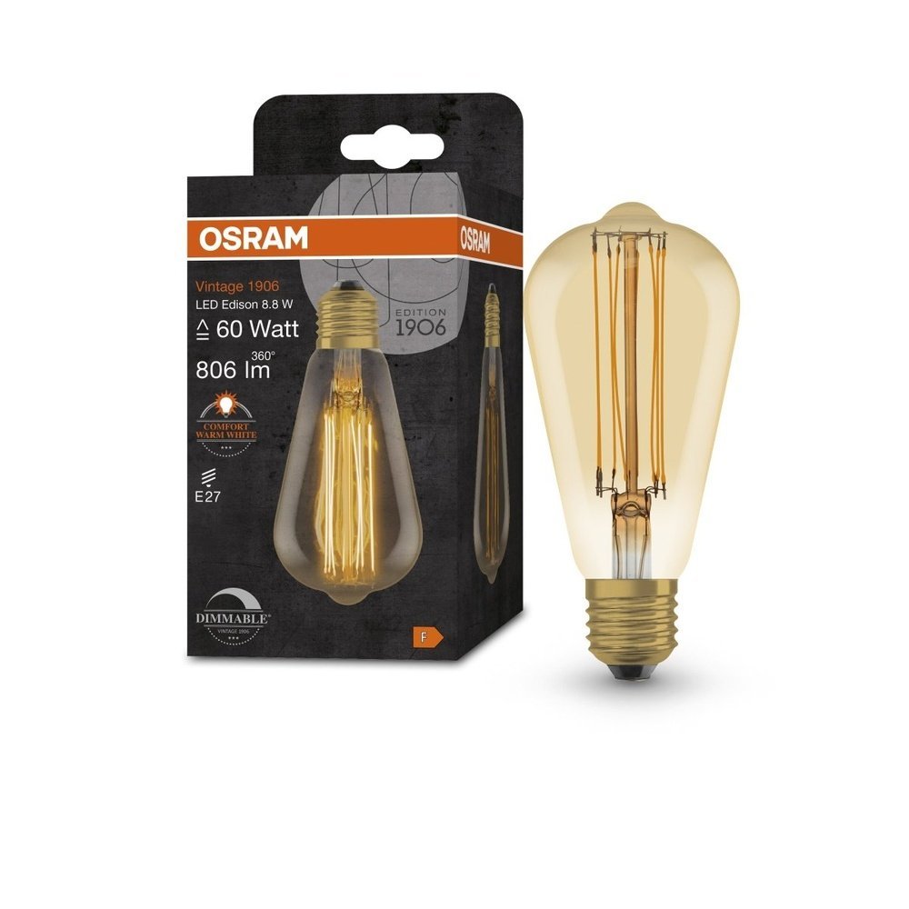Stmívatelná vintage LED žárovka E27 8,8 W EDISON, teplá bílá
