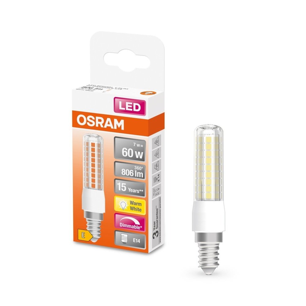 Tenká stmívatelná LED žárovka E14 7 W SPECIAL T, teplá bílá