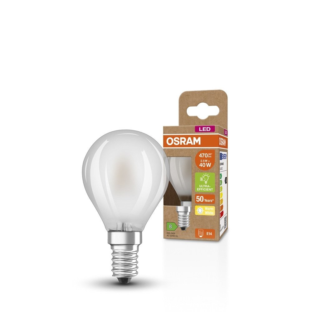 4099854066436 - Účinná LED matná žárovka E14 CLASSIC P 2.5 W, teplá bílá - Žárovka - LEDVANCE e-shop
