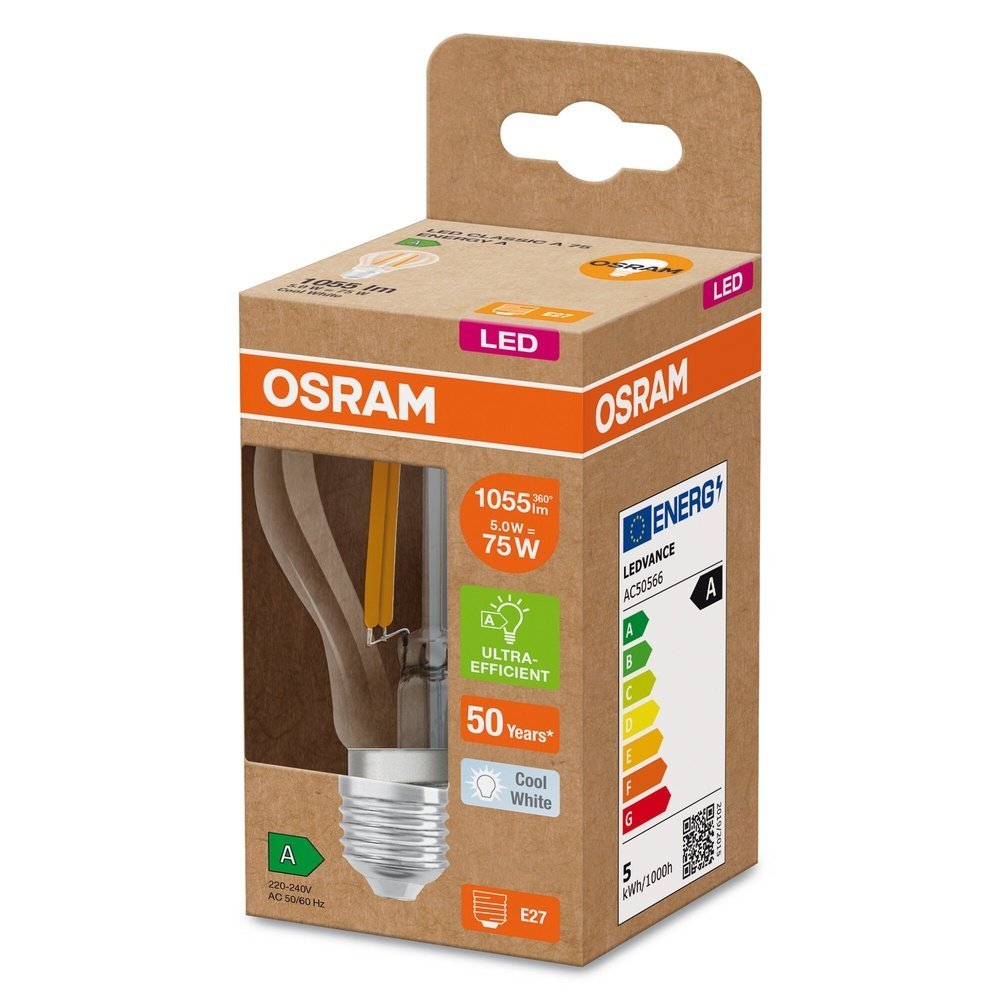 4099854115479 - Ultra efektivní LED žárovka E27 CLASSIC A 5 W, studená bílá - Žárovka - LEDVANCE e-shop