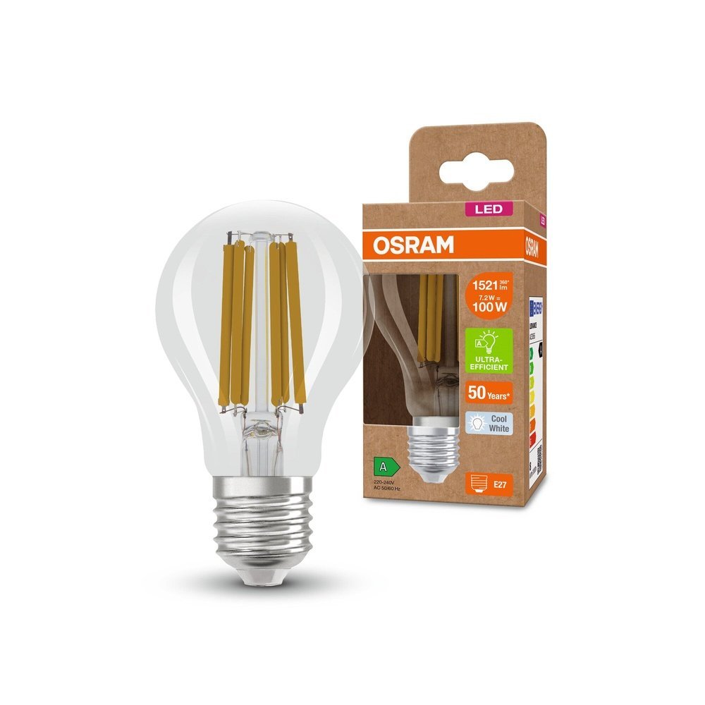 Ultra efektivní LED žárovka E27 CLASSIC A 7.2 W, studená bílá