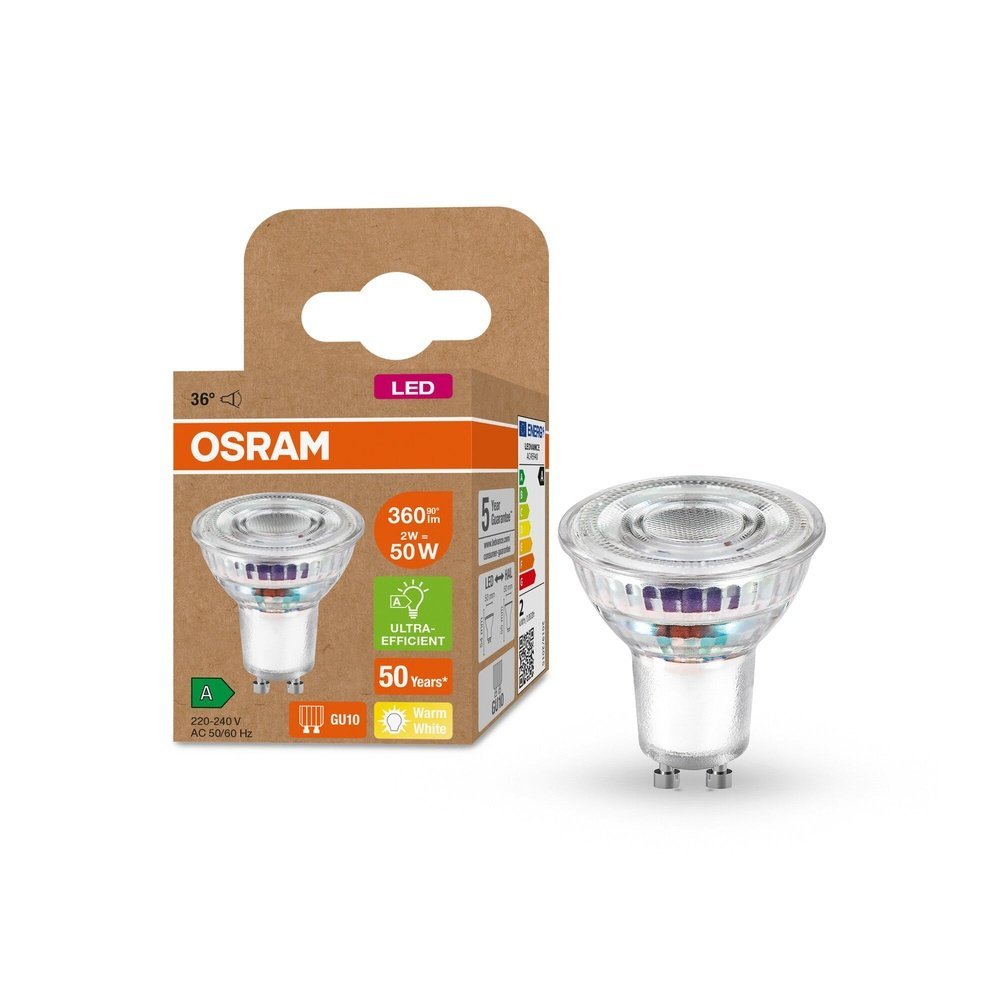 Ultra účinná LED bodovka GU10 PAR16 2 W, teplá bílá