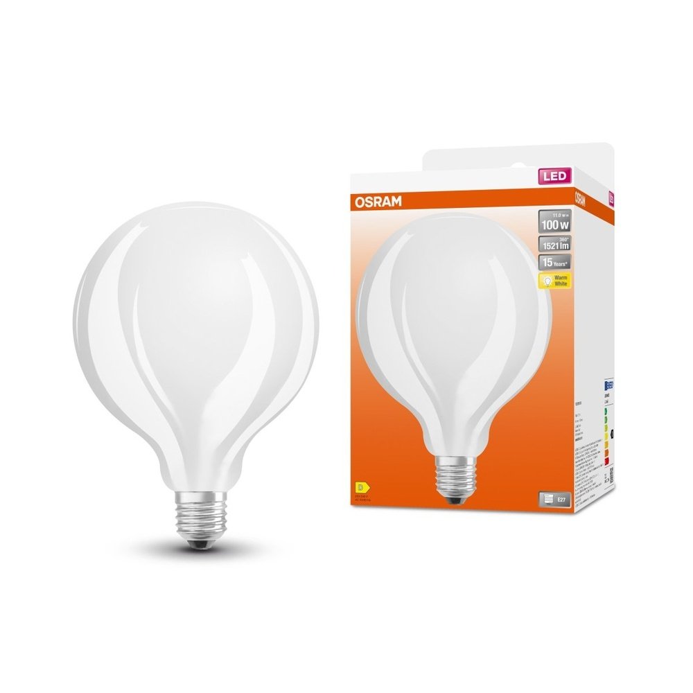 Velká kulatá LED žárovka E27 11 W STAR, teplá bílá
