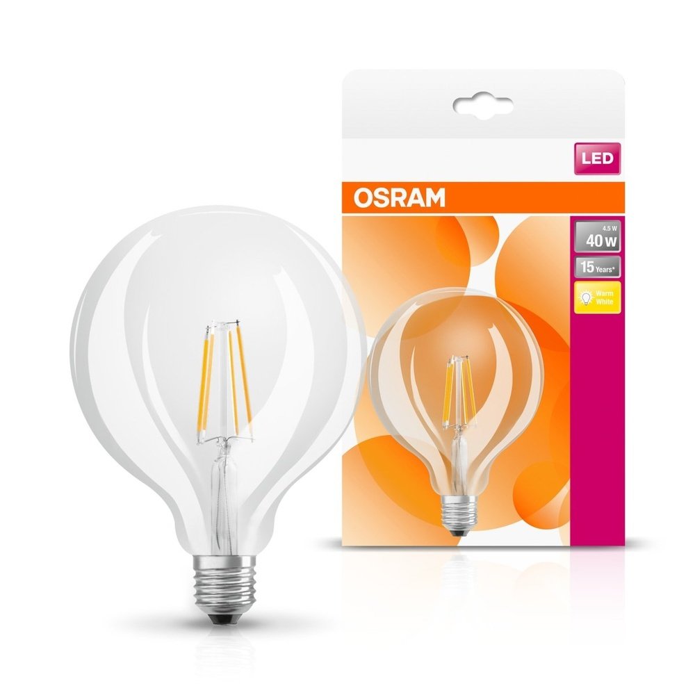 4052899972384 - Velká kulatá LED žárovka E27 40 W GLOBE, teplá bílá - Žárovka - LEDVANCE e-shop