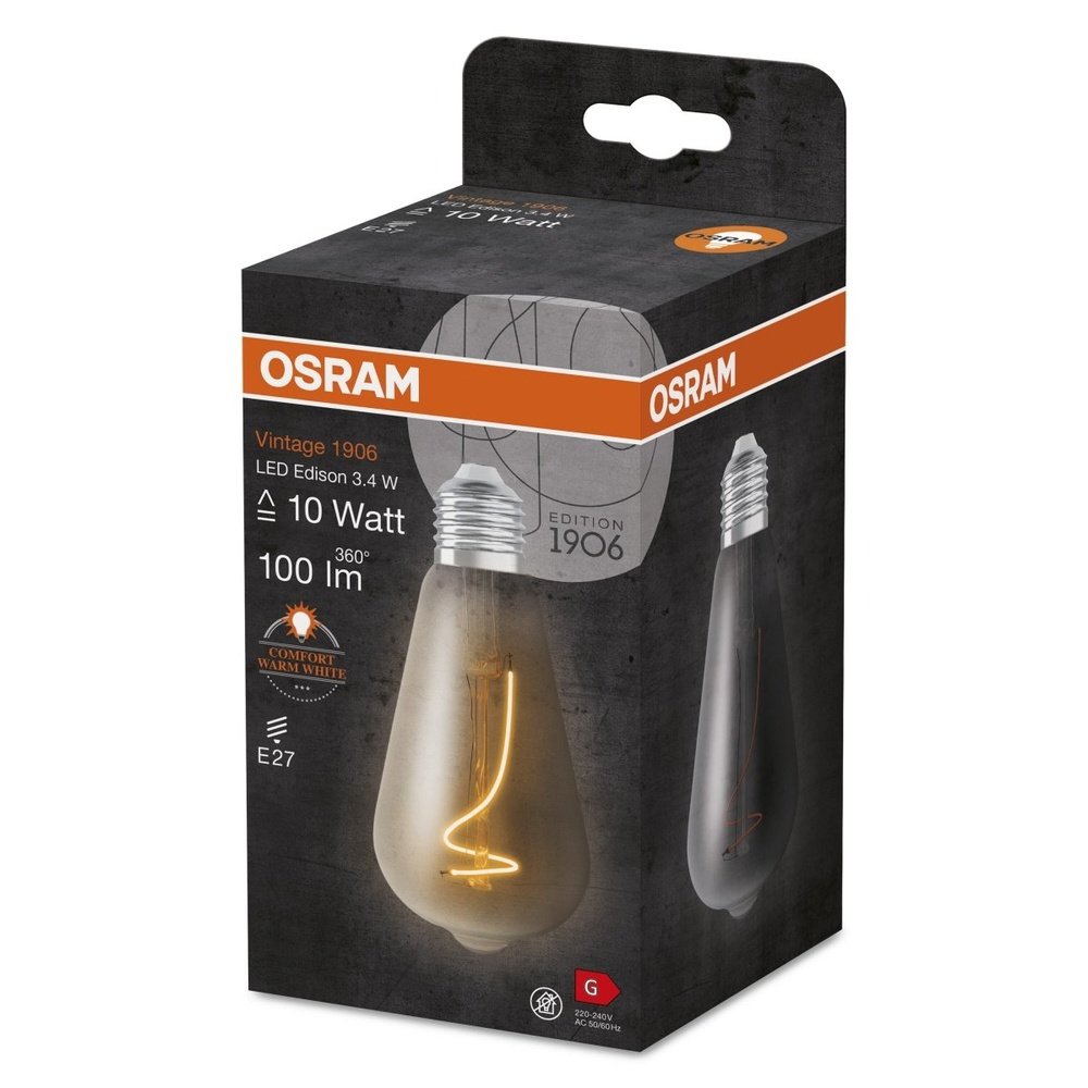 4058075760936 - Vintage LED žárovka E27 3,4 W EDISON, teplá bílá - Žárovka - LEDVANCE e-shop