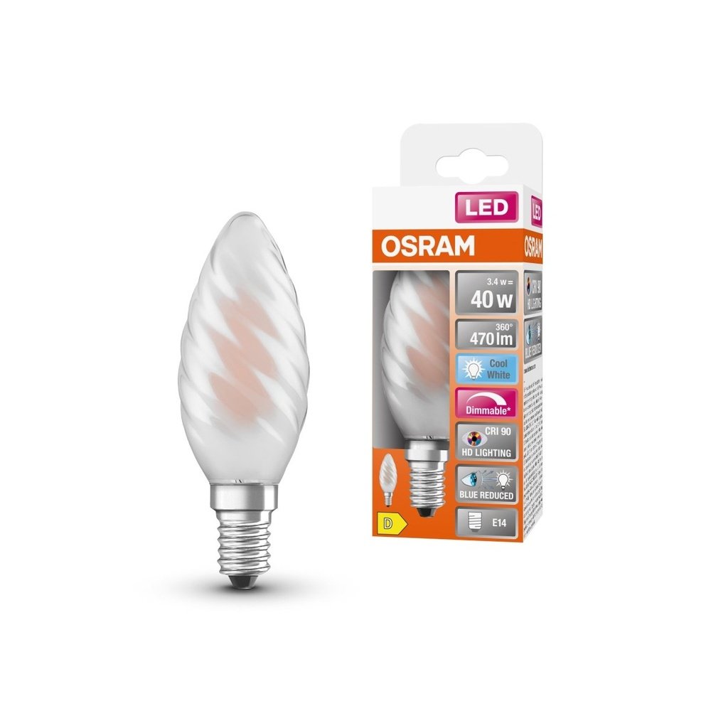 Vroubkovaná matná LED žárovka E14 3,4 W SUPERSTAR, studená bílá