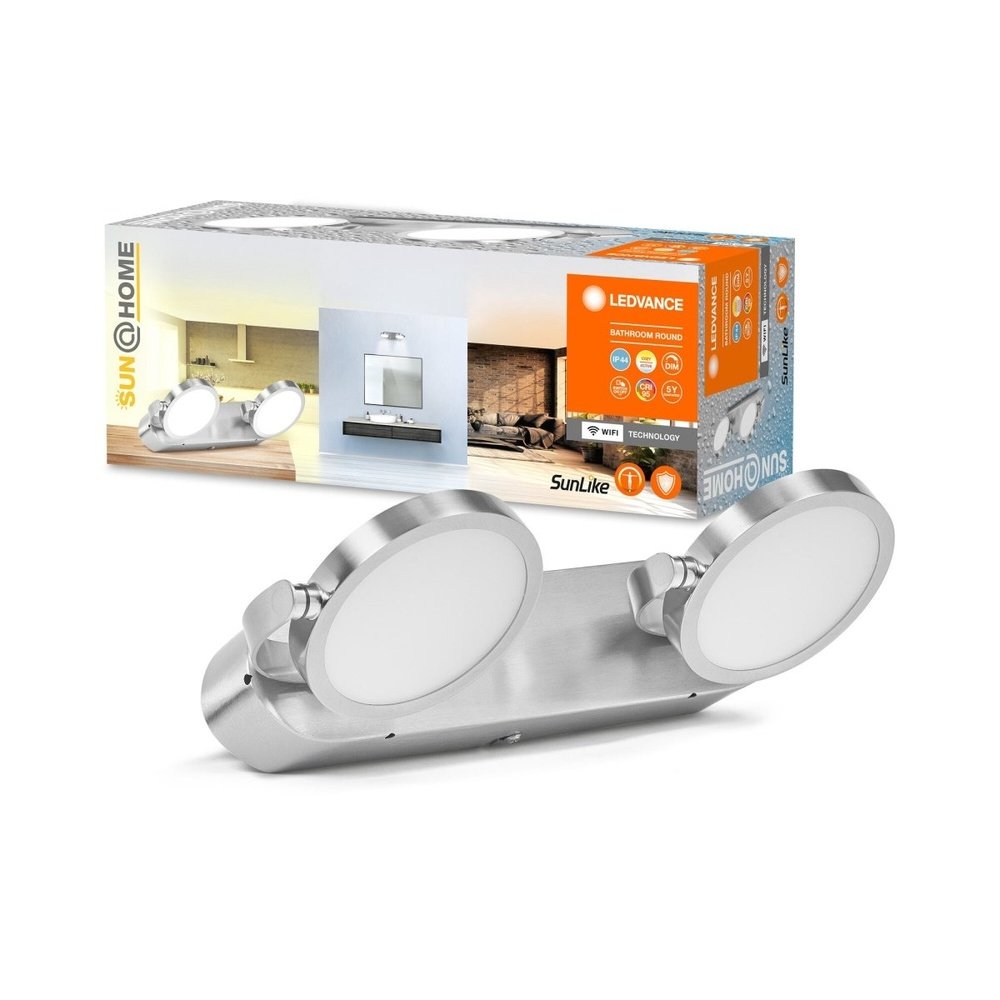 Chytré LED koupelnové světlo IP44 2 x ROUND, laditelná bílá