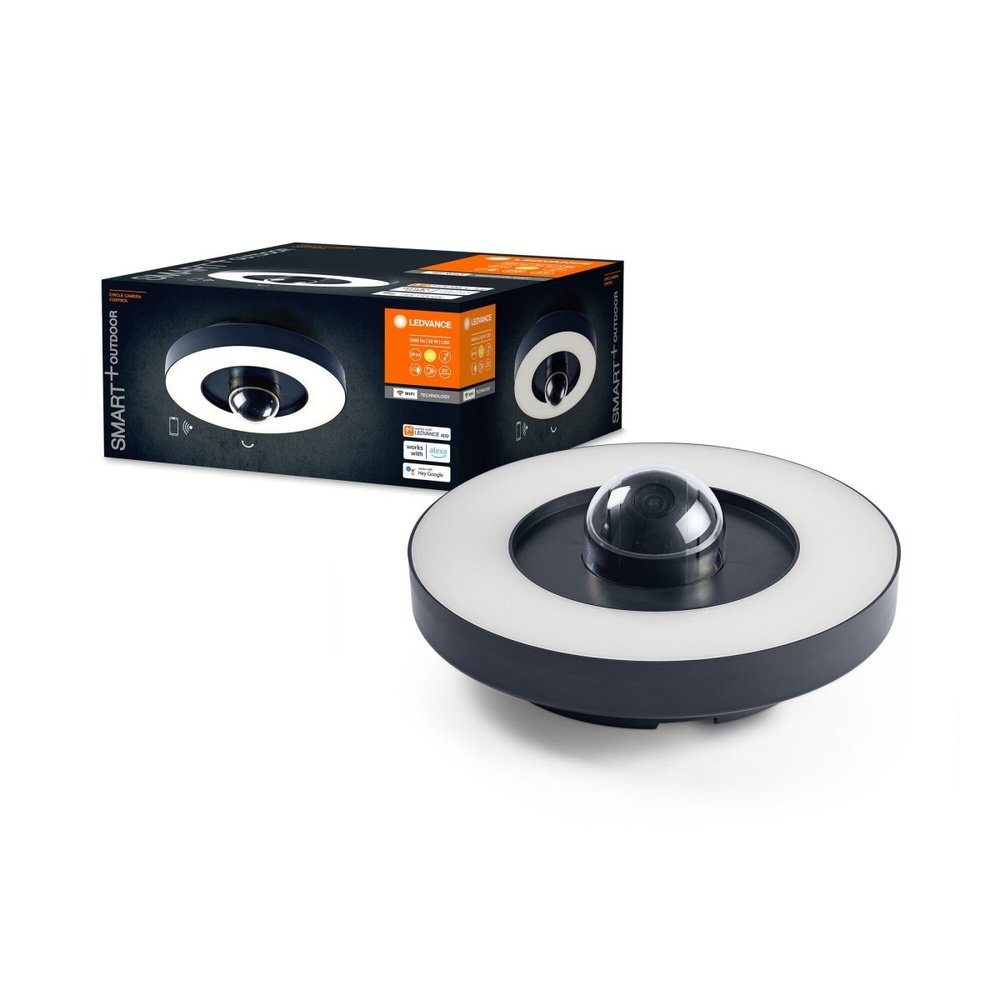 Chytré LED nástěnné svítidlo s kamerou IP44 CIRCLE, teplá bílá
