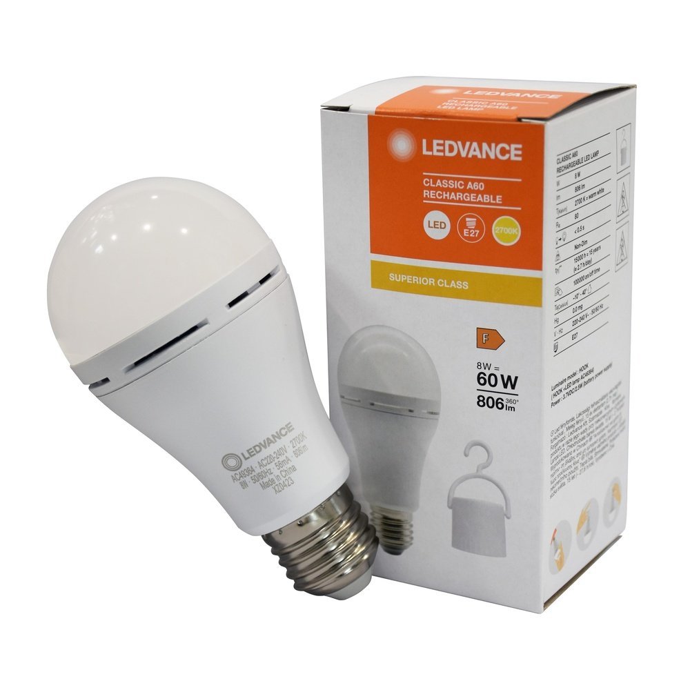 Závěsná LED žárovka E27 RECHARGEABLE, tepla bílá