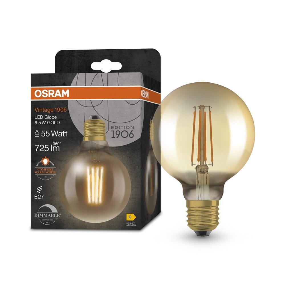 Zlatá LED stmívatelná žárovka E27 6.5 W VINTAGE, teplá bílá