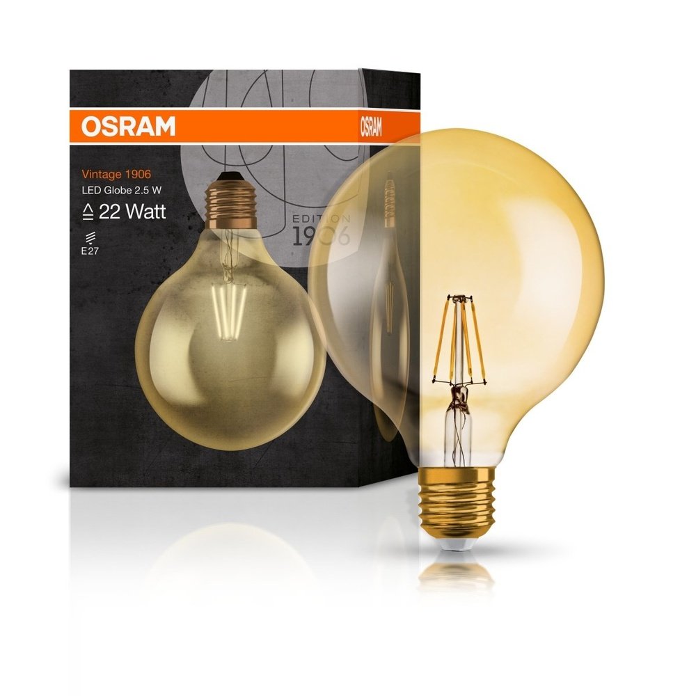 4058075808980 - Zlatá LED vintage žárovka E27 2,5 W GLOBE, teplá bílá - Žárovka - LEDVANCE e-shop
