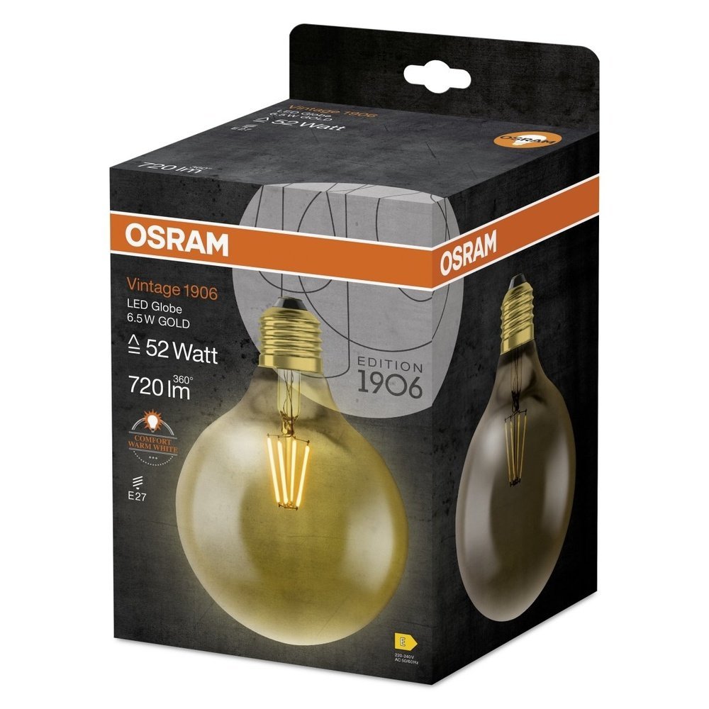 4058075809406 - Zlatá LED vintage žárovka E27 6,5 W GLOBE, teplá bílá - Žárovka - LEDVANCE e-shop