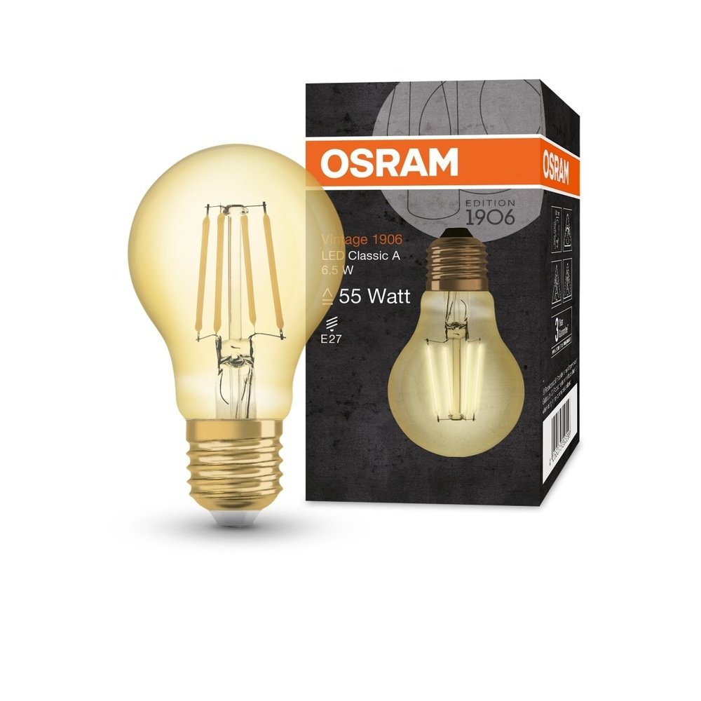 4058075293298 - Zlatá LED žárovka E27 6,5 W VINTAGE CLASSIC A, teplá bílá - Žárovka - LEDVANCE e-shop