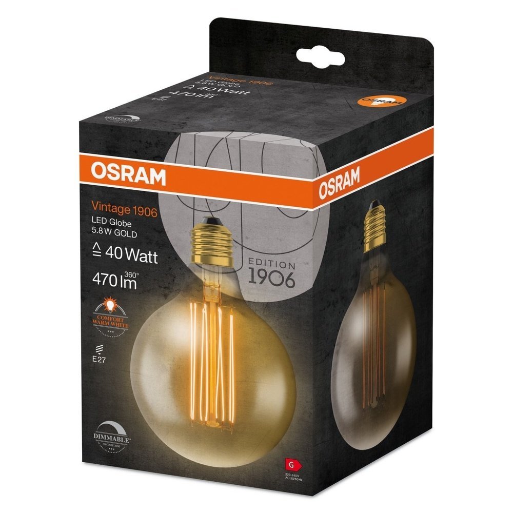 4058075761797 - Zlatá stmívatelná vintage LED žárovka E27 5,8 W GLOBE, teplá bílá - Žárovka - LEDVANCE e-shop